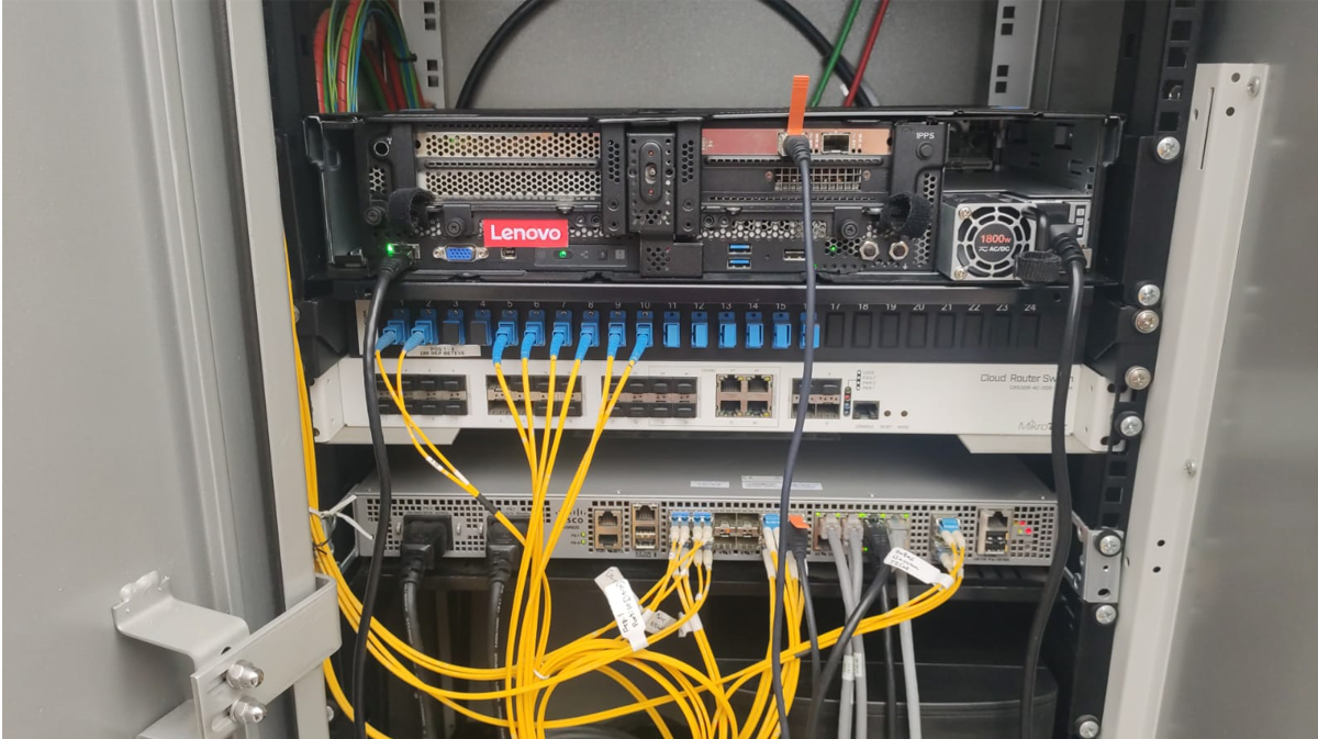 Lenovo server inside cabinet
