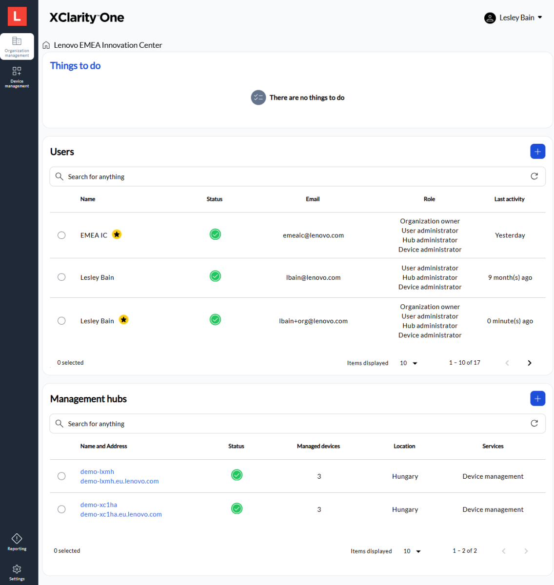 Lenovo XClarity One dashboard