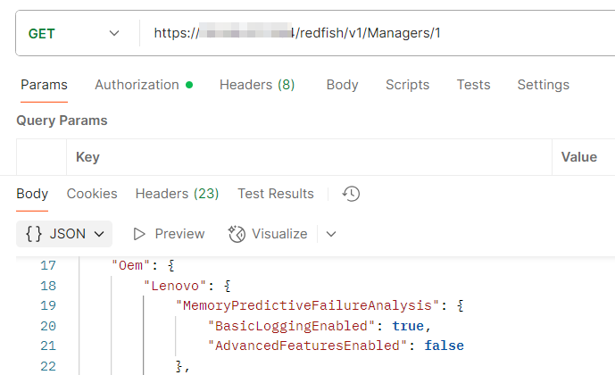 Using Redfish to GET MPFA Default Configuration