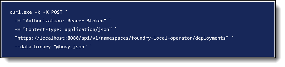 Json call to the local API