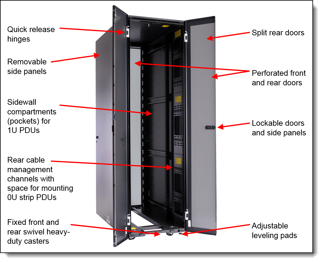 Rear view of the IBM 42U 1200mm Deep Static Rack, 93614PX